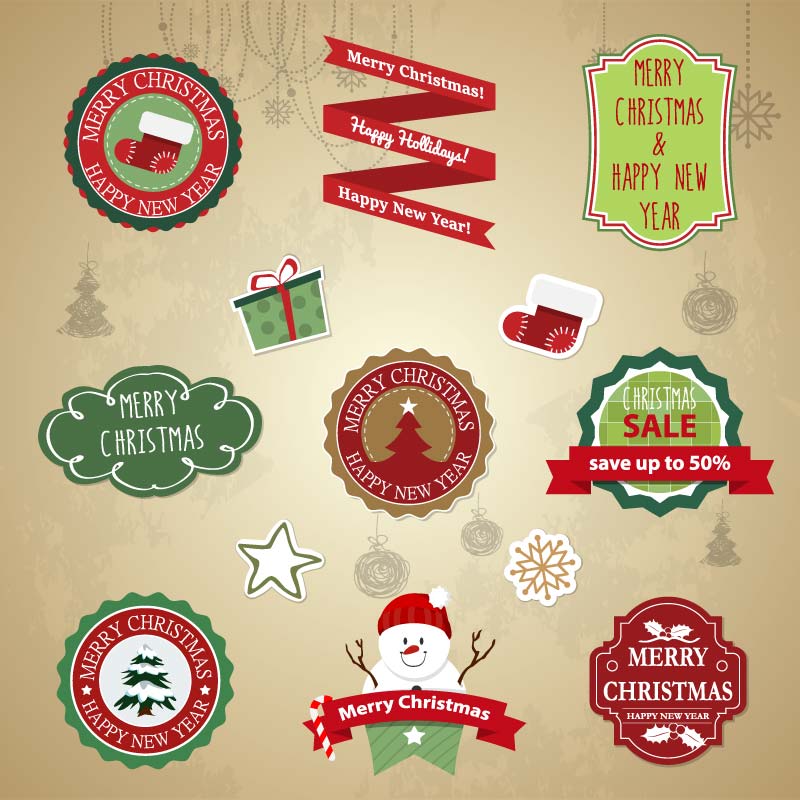 Free Vector Christmas Badges